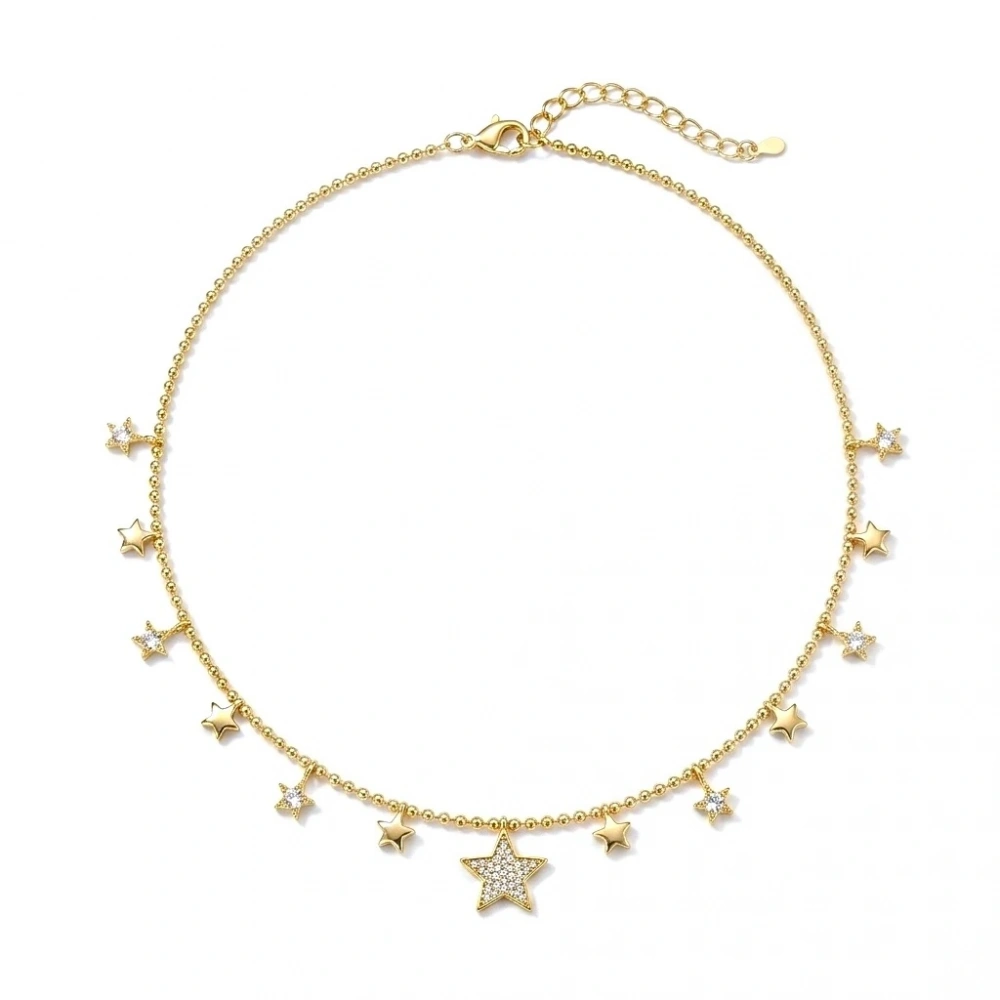 Çelik Yıldızlı Y Kolye