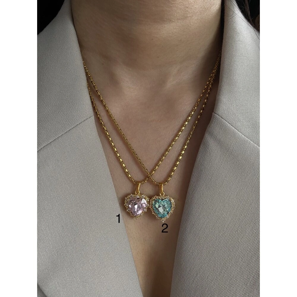 Çelik Zincirli  Kalp Kolye