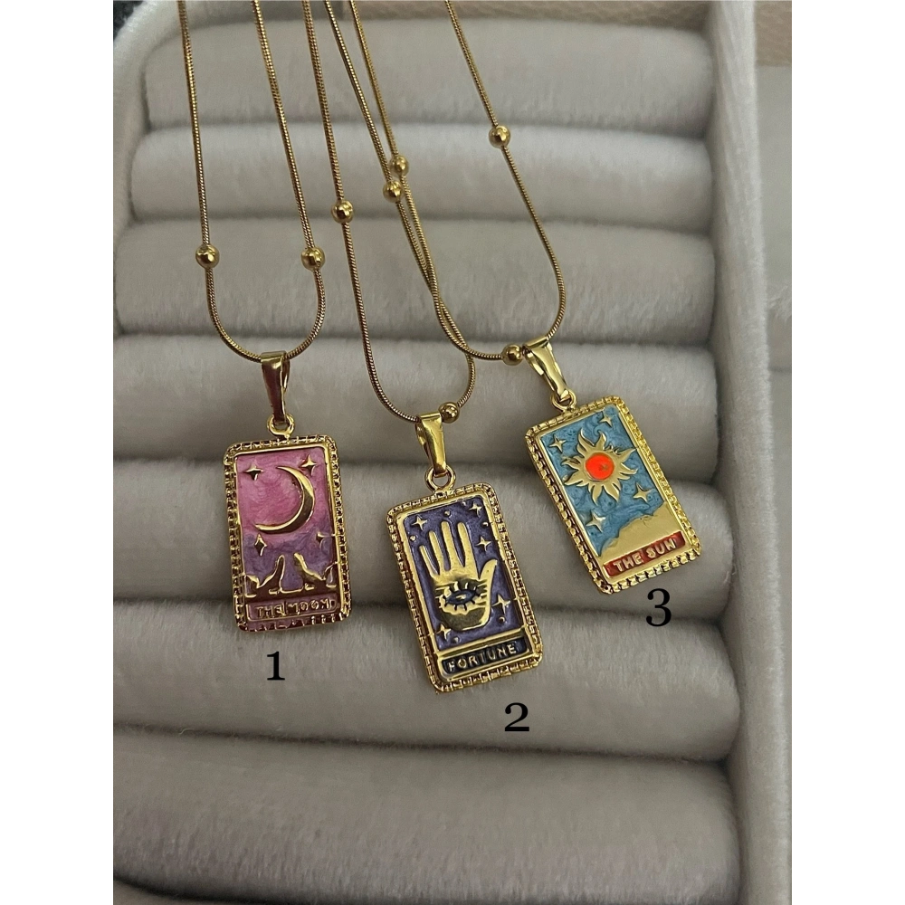 Çelik Zincirli Tarot Kolye