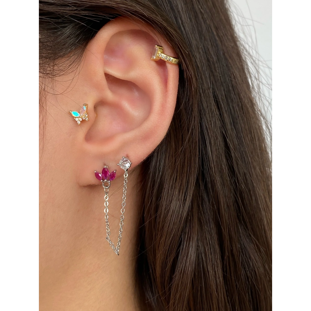 Cerrahi Çelik 2 Li Zincir Detaylı Piercing