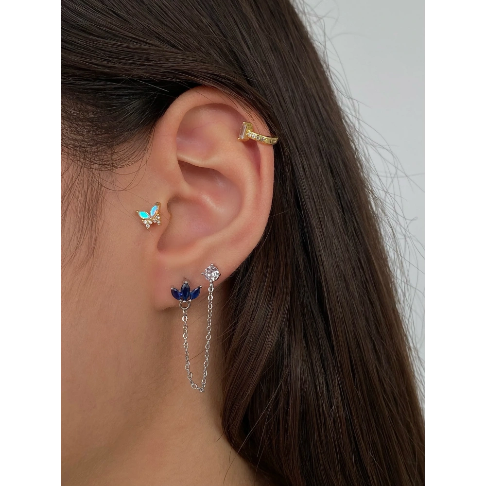 Cerrahi Çelik 2 Li Zincir Detaylı Piercing