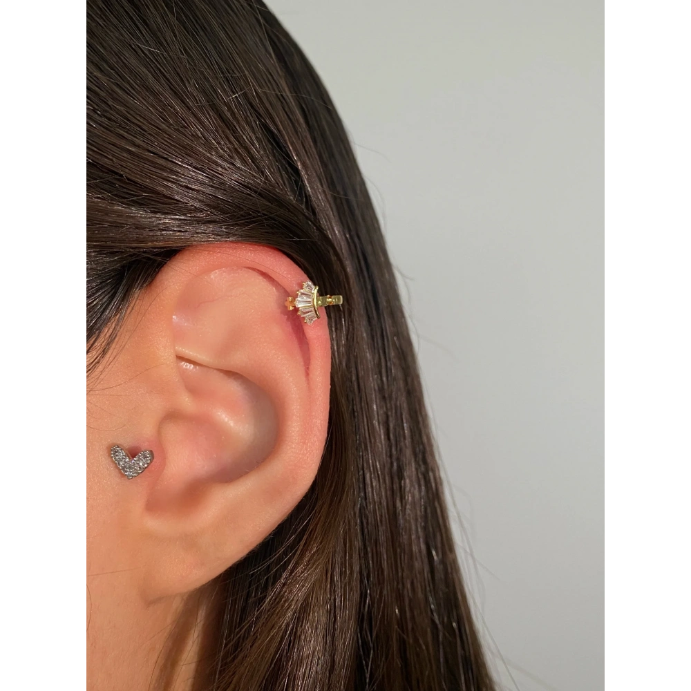 Cerrahi Çelik Gold Baget Taş Detay Halka Piercing