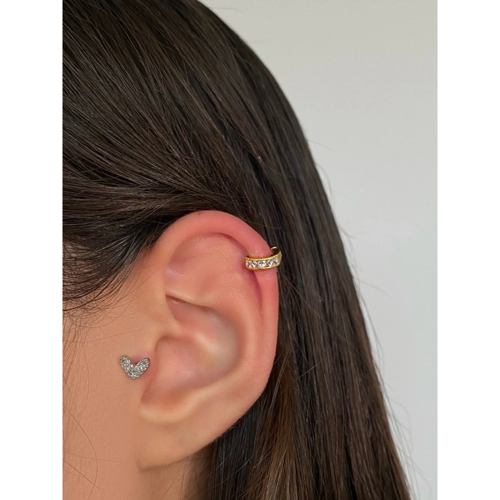 Cerrahi Çelik Gold Baget Taşlı Halka Piercing