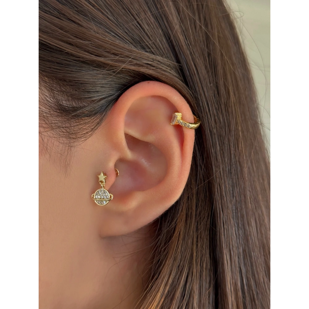 Cerrahi Çelik Gold Gezegen Detaylı Piercing