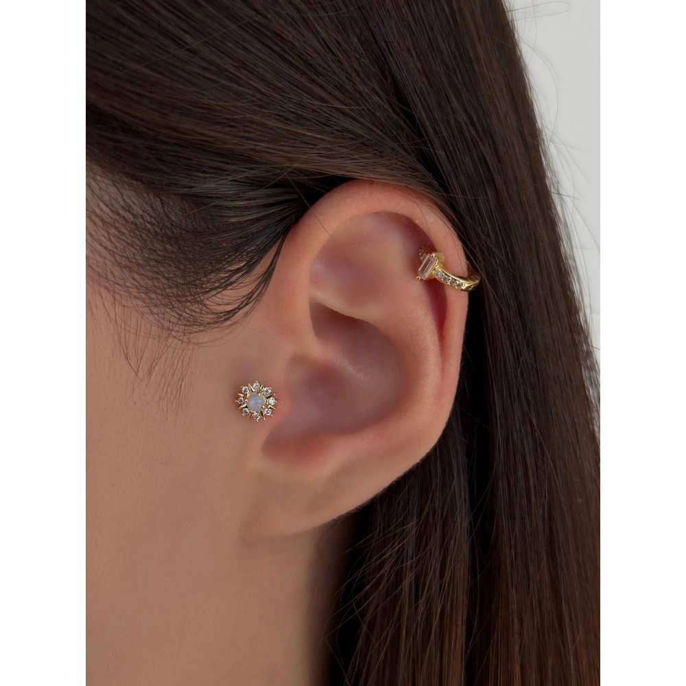 Cerrahi Çelik Gold Hologramlı Yuvarlak Piercing
