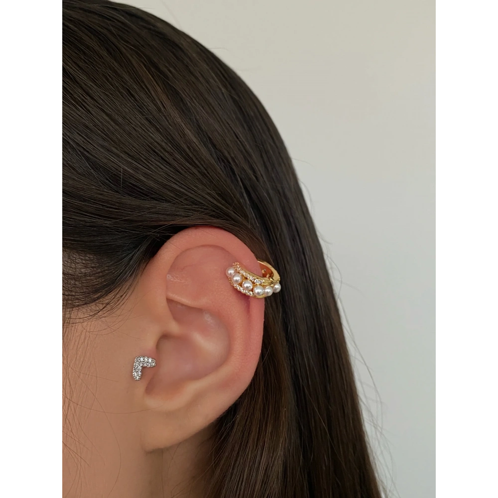 Cerrahi Çelik Gold İncili Halka Piercing