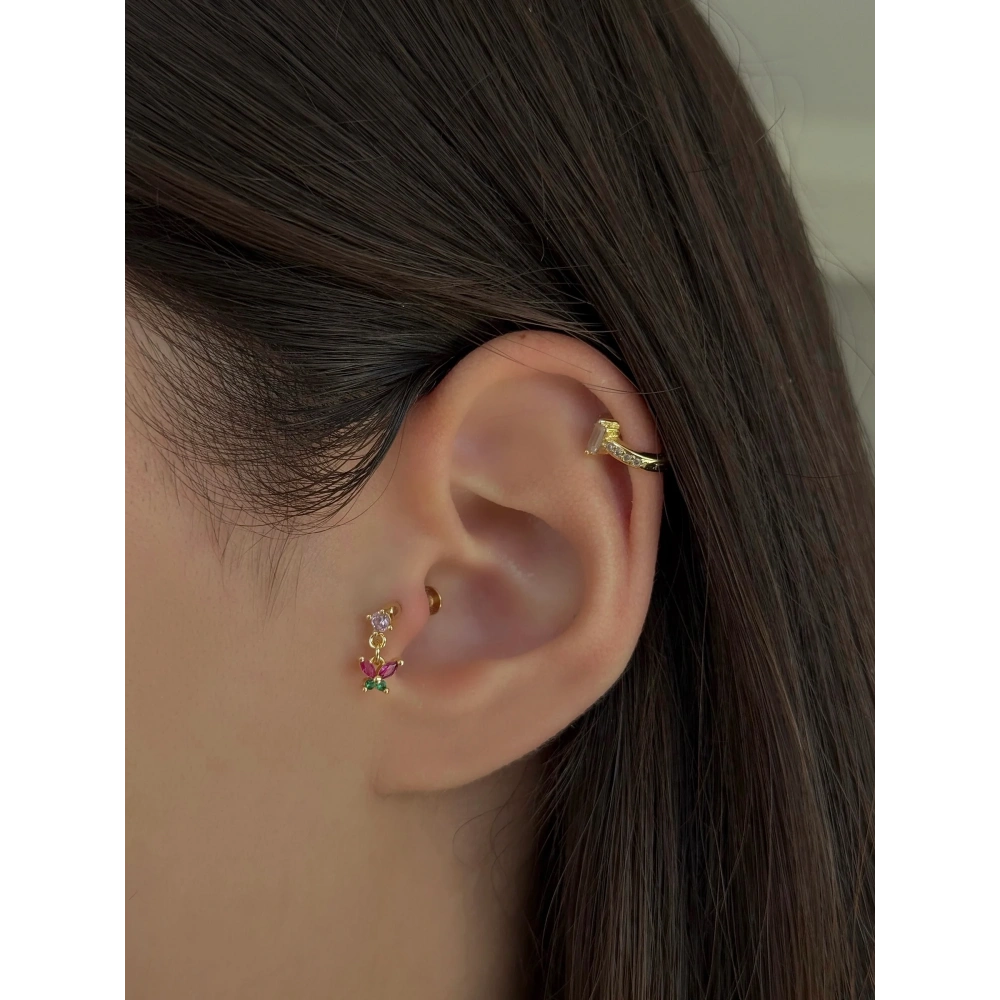 Cerrahi Çelik Gold Kelebek Detay Piercing