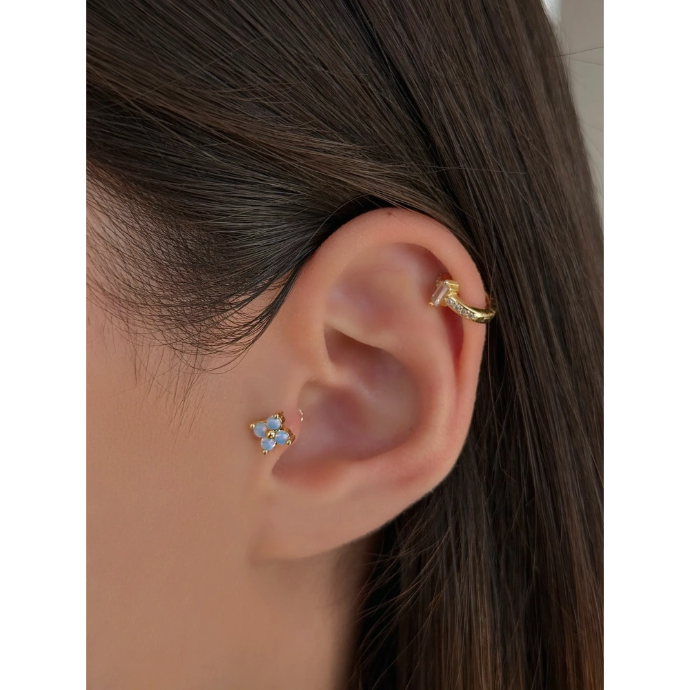 Cerrahi Çelik Gold Mavi Hologramlı Piercing