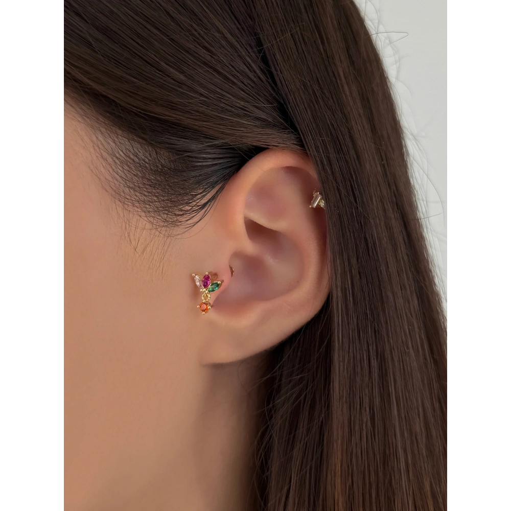Cerrahi Çelik Gold Renkli Baget Taşlı Piercing