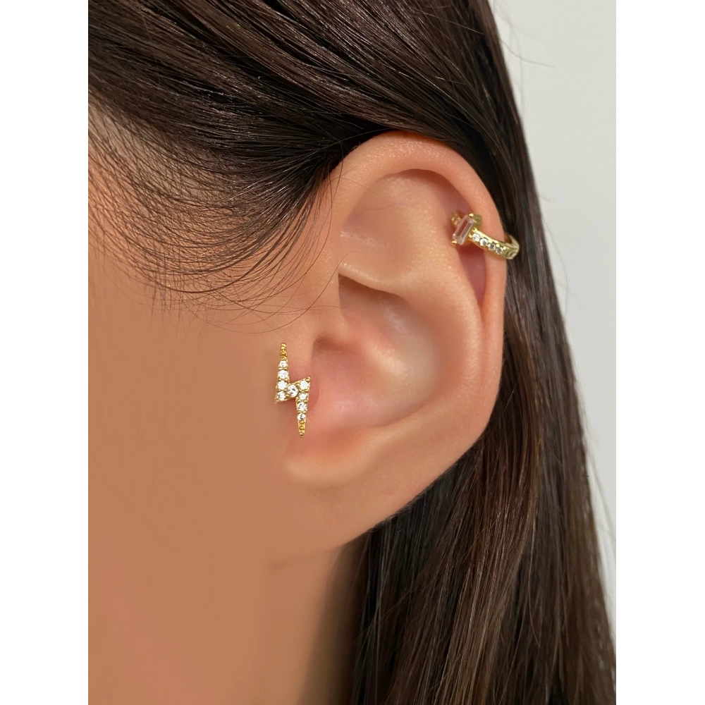 Cerrahi Çelik Gold Şimşek Detay Tragus Piercing