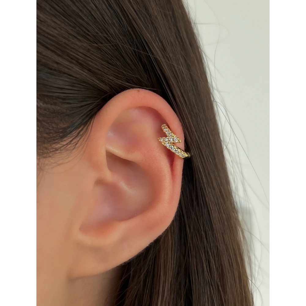 Cerrahi Çelik Gold Şimşek Detaylı Piercing