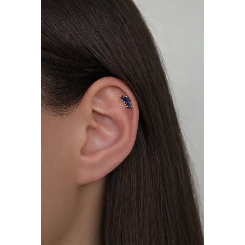 Cerrahi Çelik Lacivert 5 Taşlı Piercing