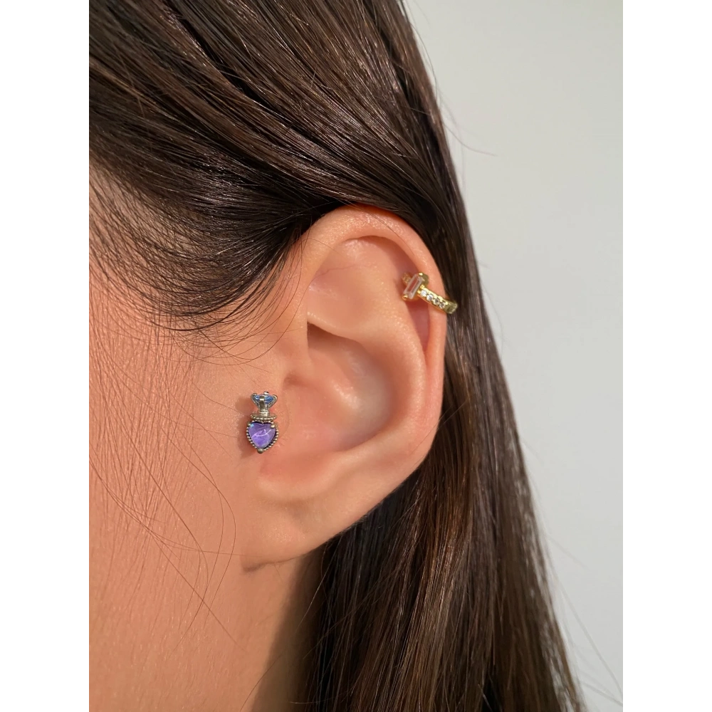 Cerrahi Çelik Lila Kalp Tragus Piercing