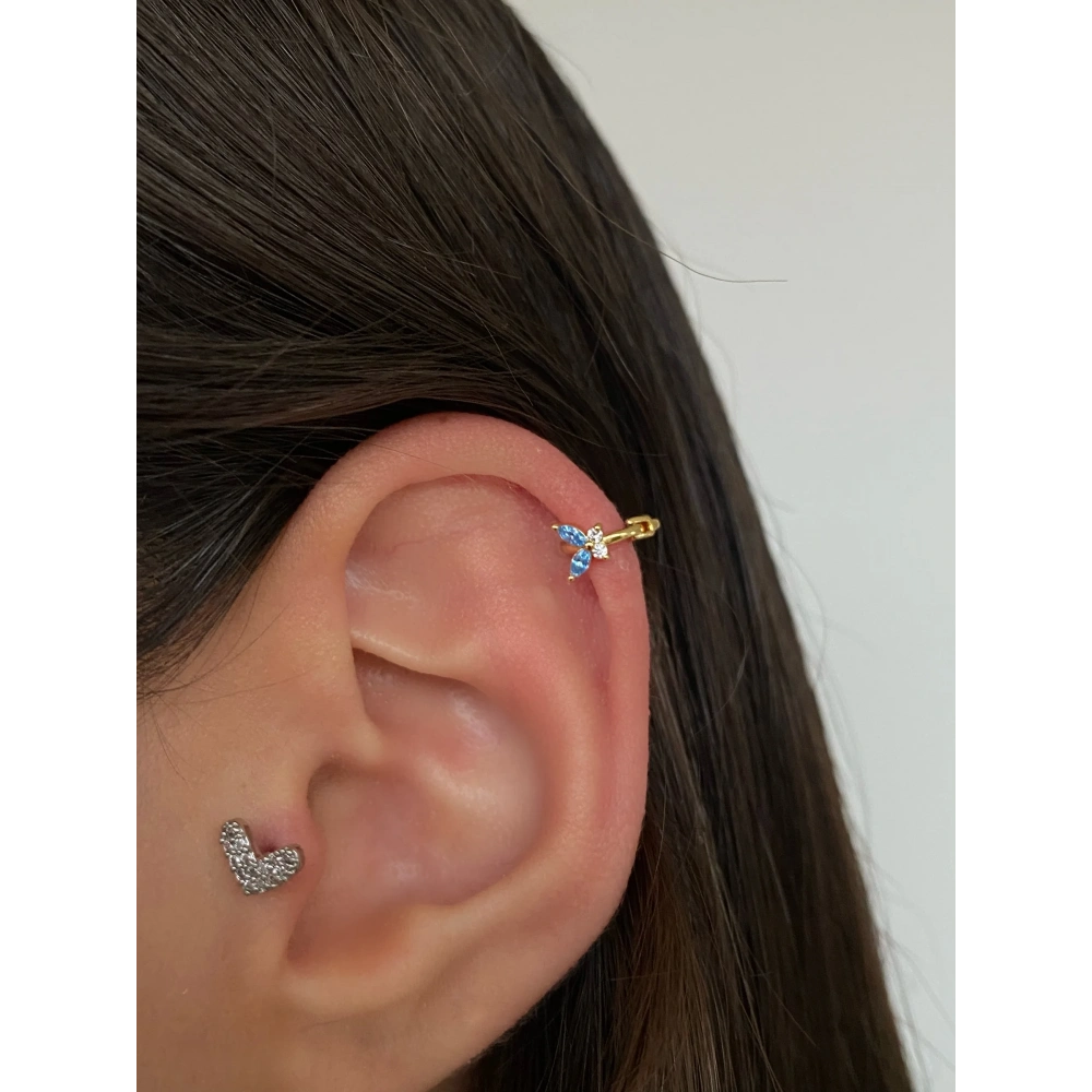 Cerrahi Çelik Mavi Gold Halka Piercing