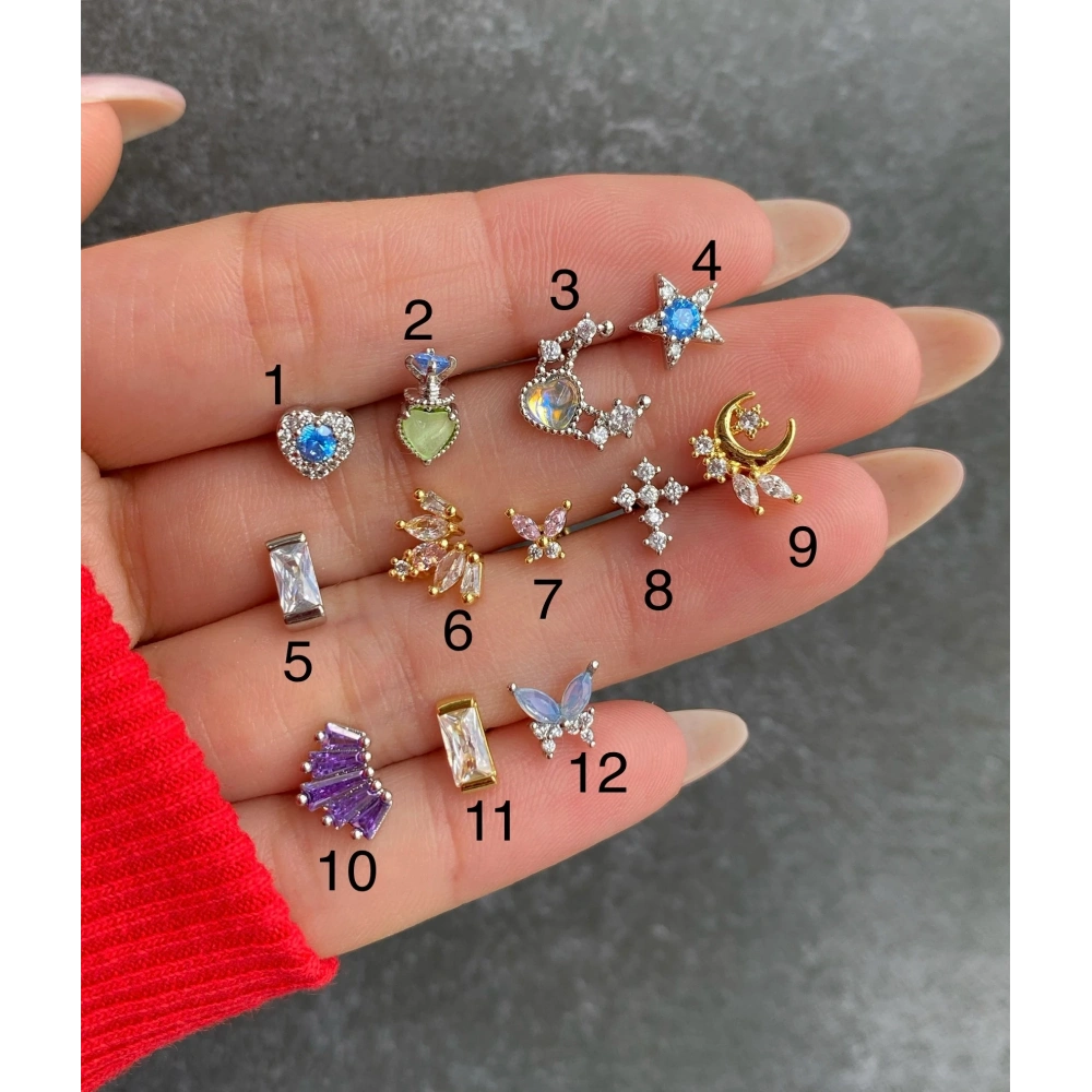 Cerrahi Çelik Renkli Tragus Piercing Helix 2