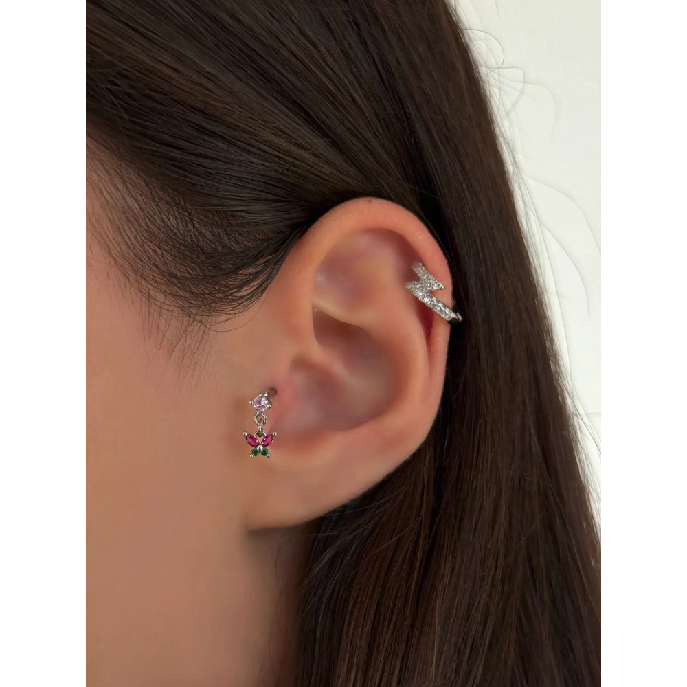 Cerrahi Çelik Silver Çiçek Detaylı Piercing