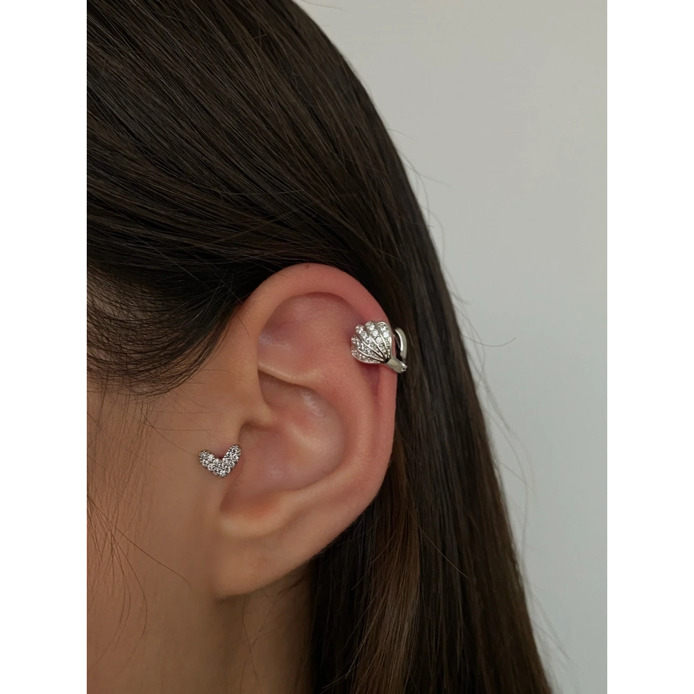 Cerrahi Çelik Silver Deniz Kabuklu Halka Piercing