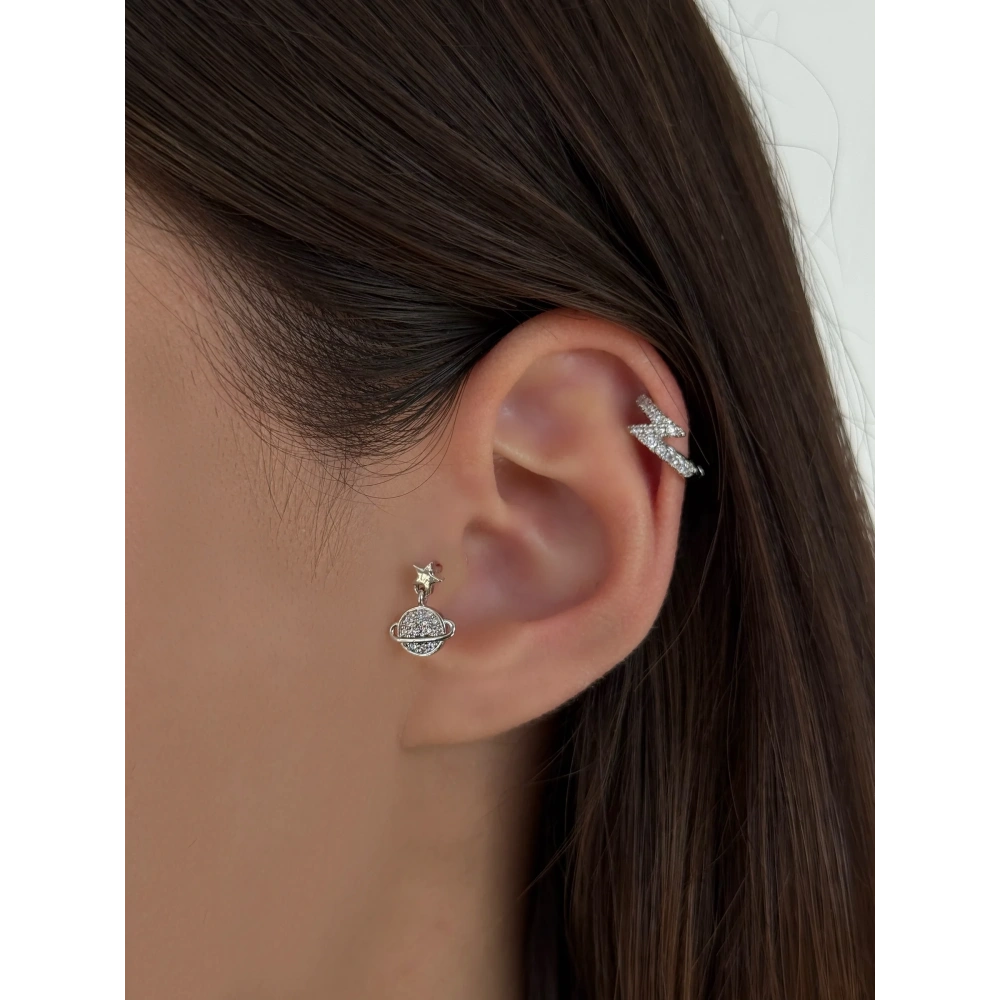 Cerrahi Çelik Silver Gezegen Detaylı Piercing