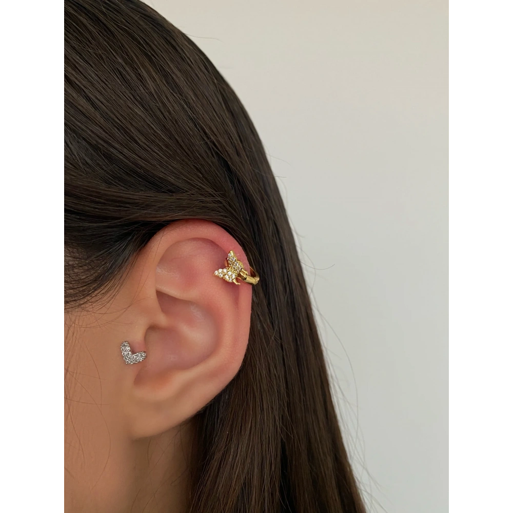 Cerrahi Çelik Silver Gold  Kelebekli Halka Piercing