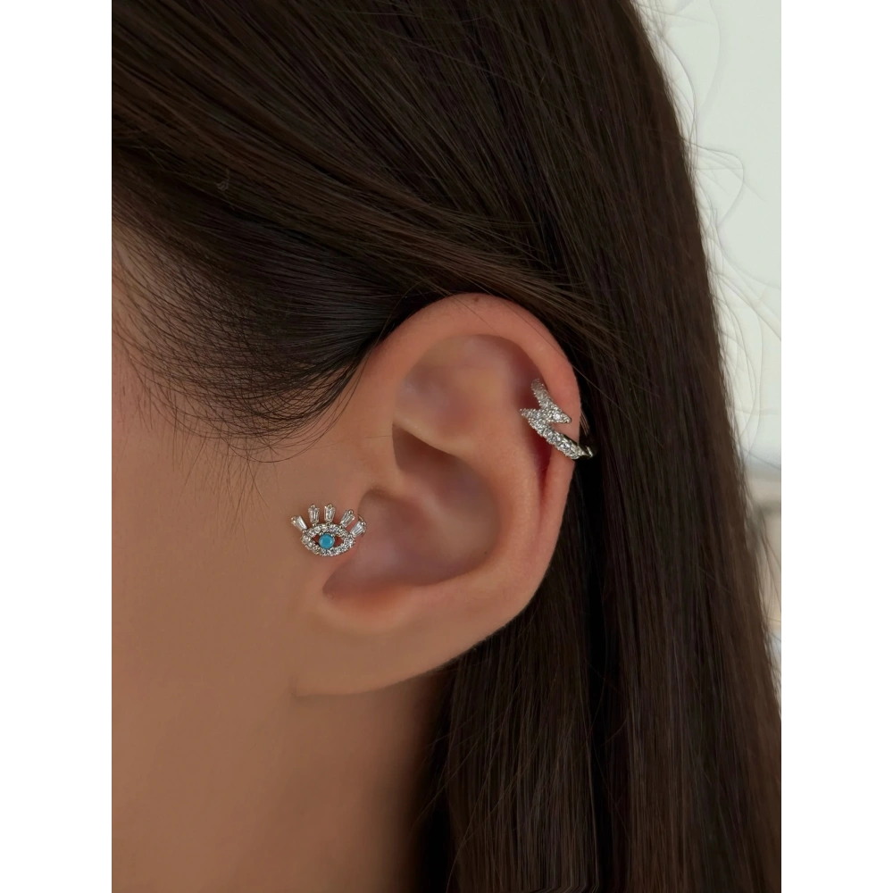 Cerrahi Çelik Silver Göz Detaylı Piercing