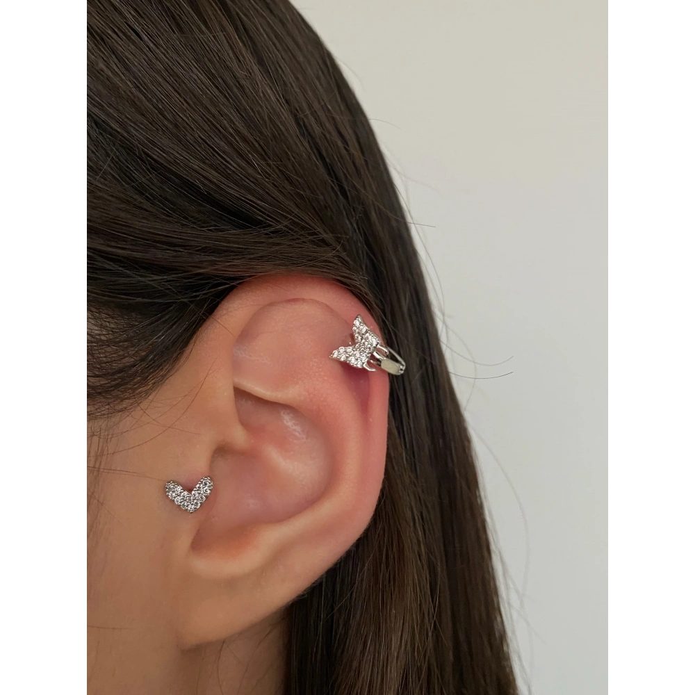 Cerrahi Çelik Silver Halka Kelebek Piercing