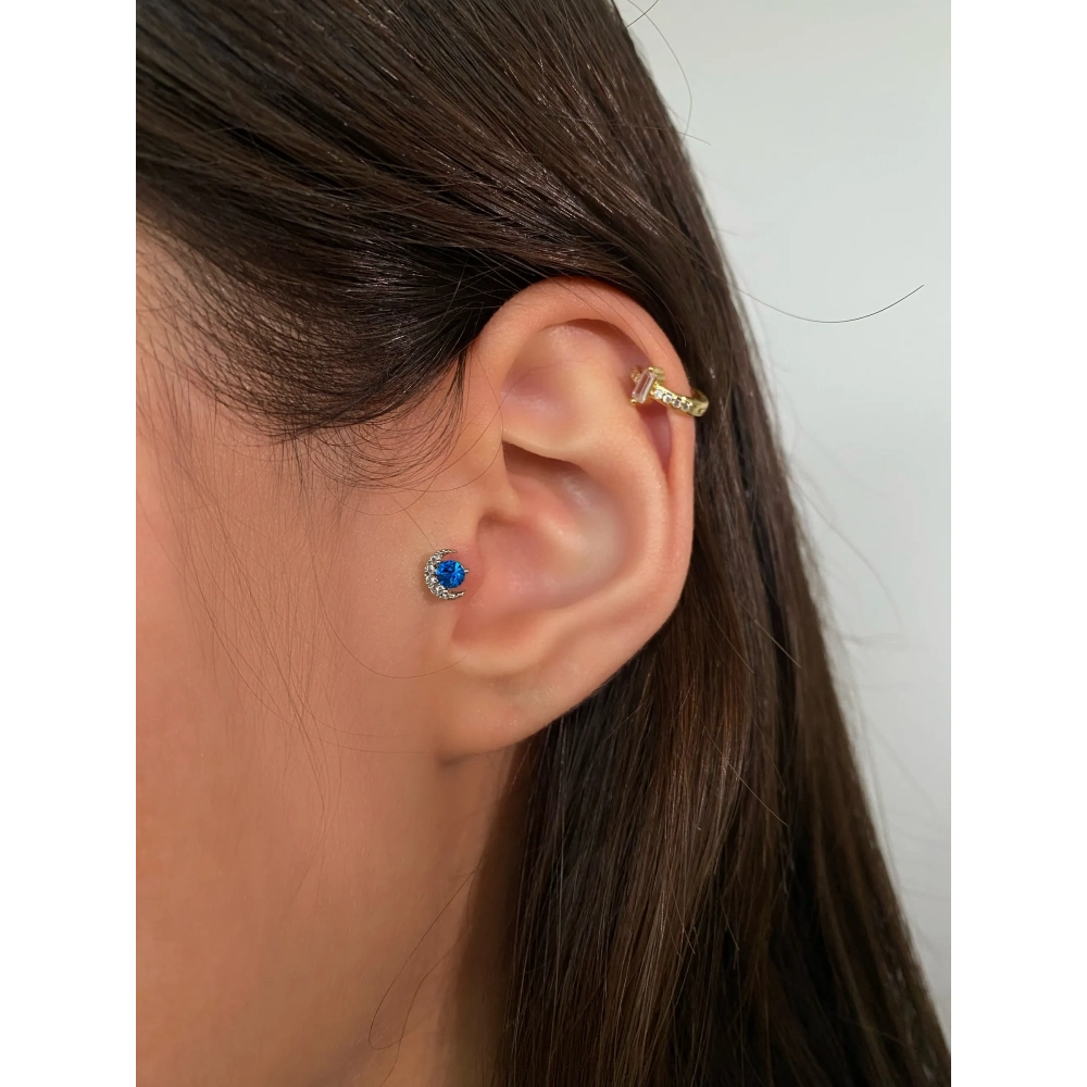 Cerrahi Çelik Silver Hilal Tragus Piercing