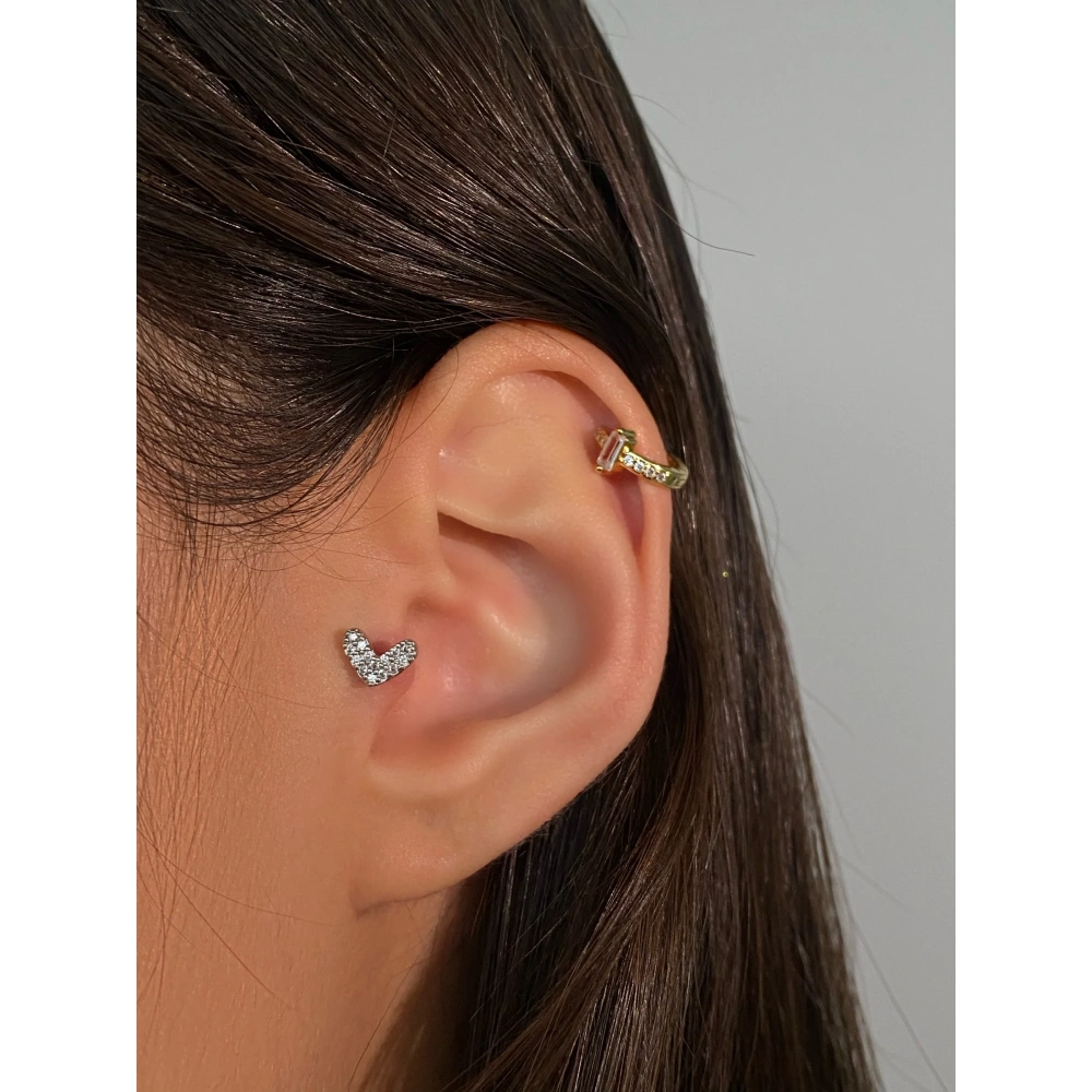 Cerrahi Çelik Silver Kalp Tragus Piercing
