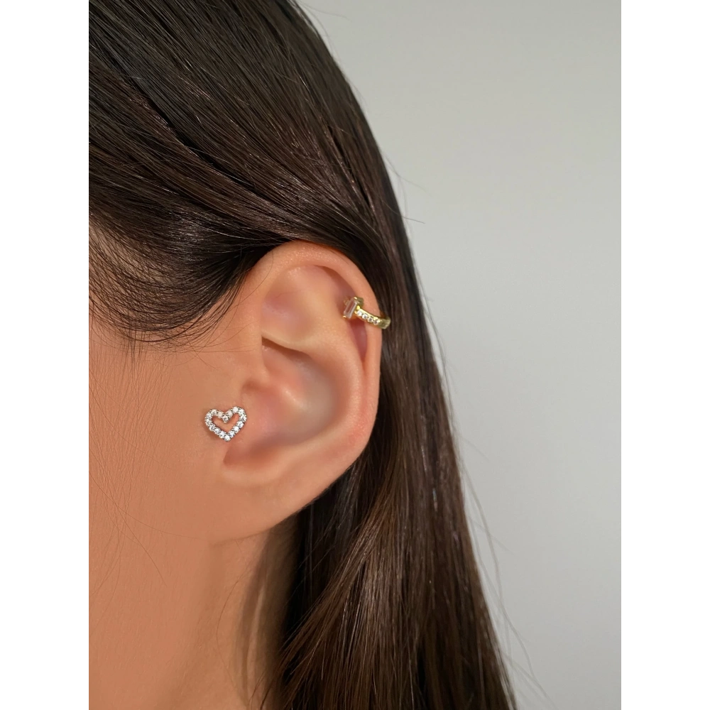 Cerrahi Çelik Silver Kalp Tragus Piercing