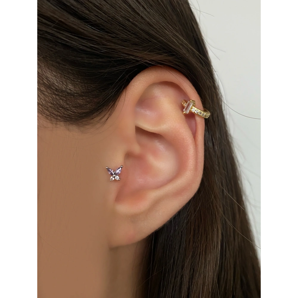 Cerrahi Çelik Silver Kelebek Detay Tragus Piercing