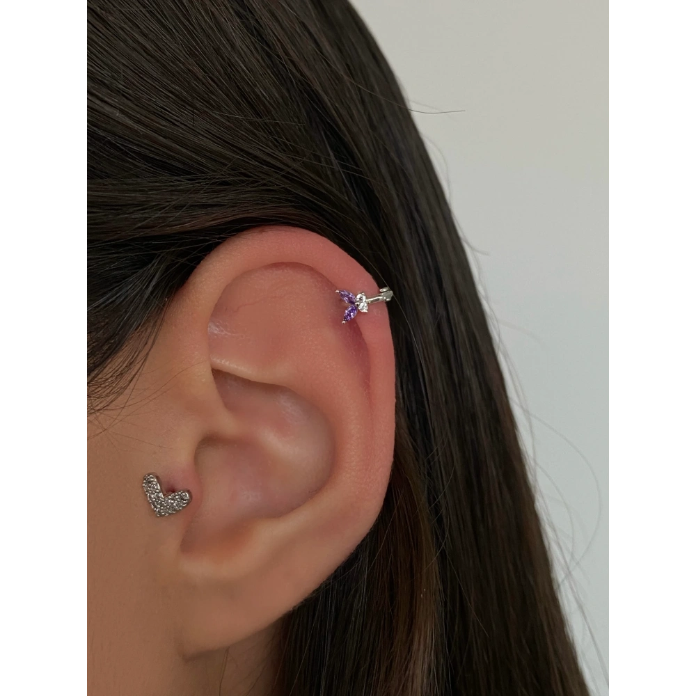 Cerrahi Çelik Silver Kelebekli Halka Piercing