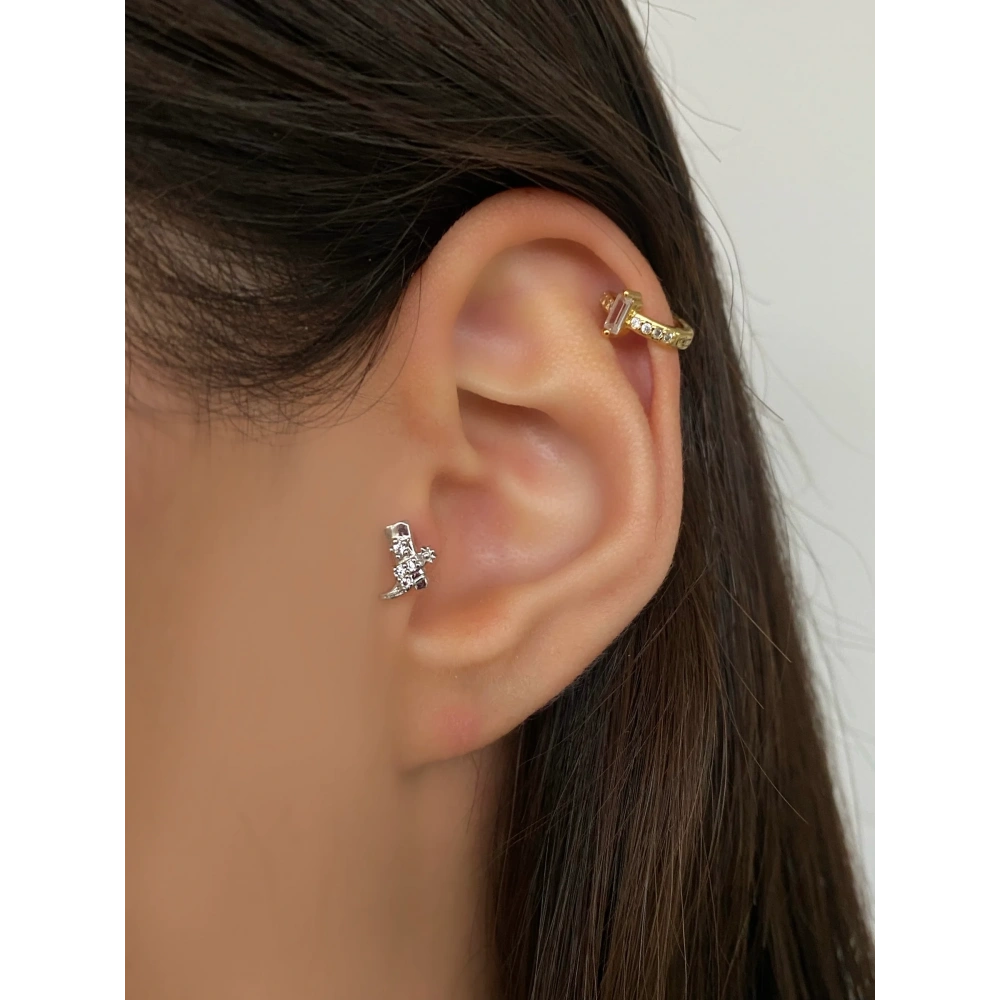 Cerrahi Çelik Silver Kovboy Detay Tragus Piercing