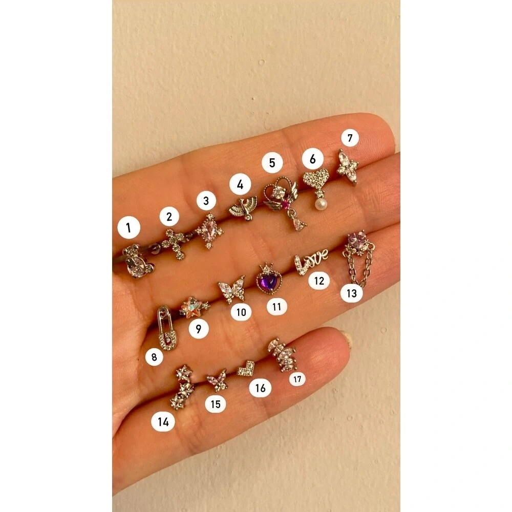 Cerrahi Çelik Silver Piercing Tragus Helix