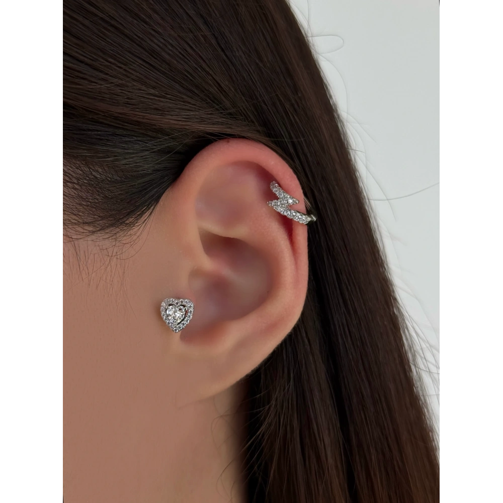 Cerrahi Çelik Silver Taşlı Kalp Piercing