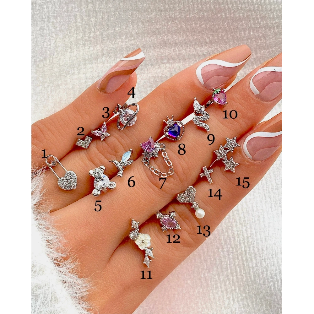 Cerrahi Çelik Silver Tragus& Helix& Piercing