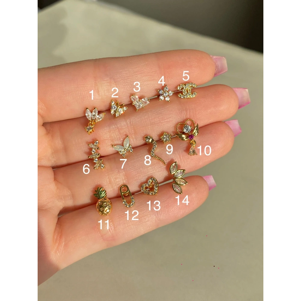 Cerrahi Çelik Taşlı Gold Piercing&Tragus&Helix