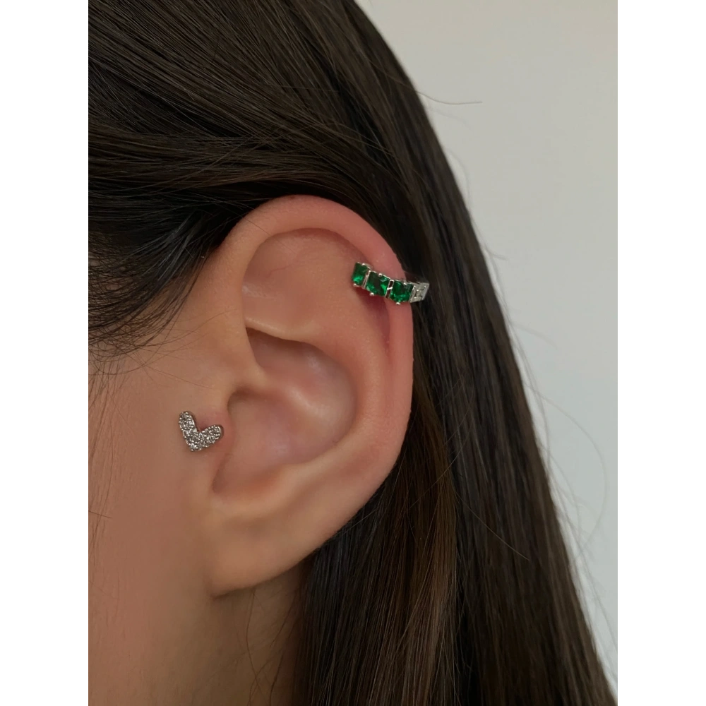 Cerrahi Çelik Yeşil Taşlı Halka Piercing