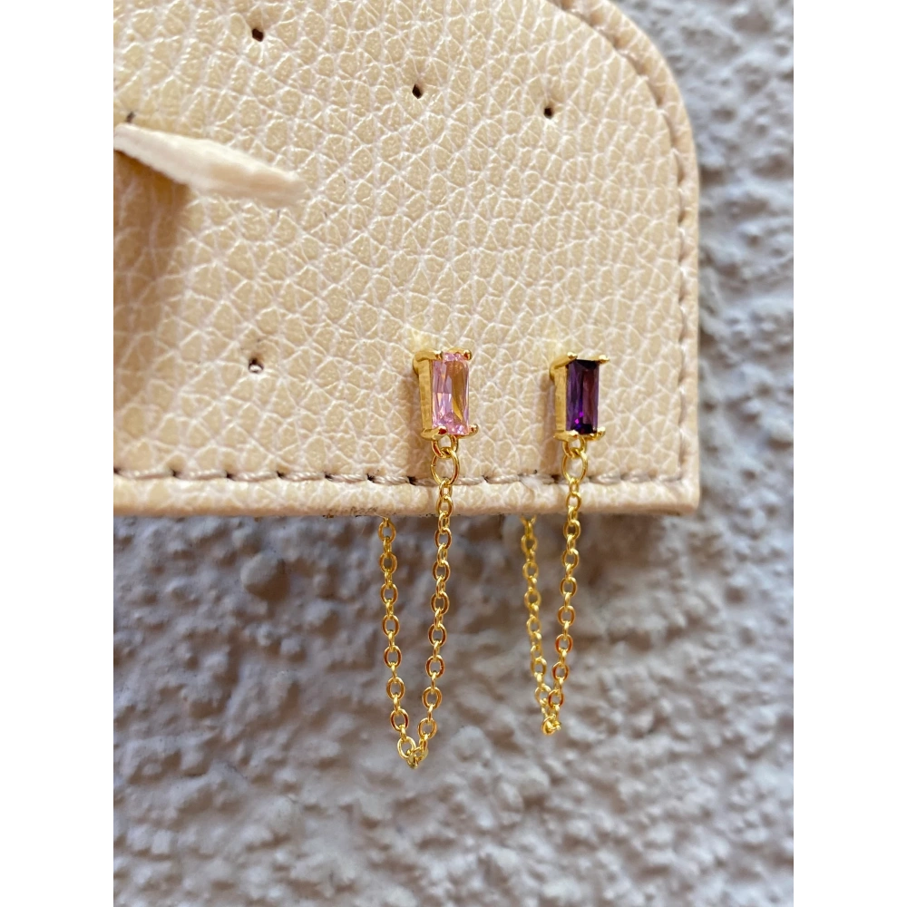 Cerrahi Çelik Zincir Detaylı Gold Piercingler