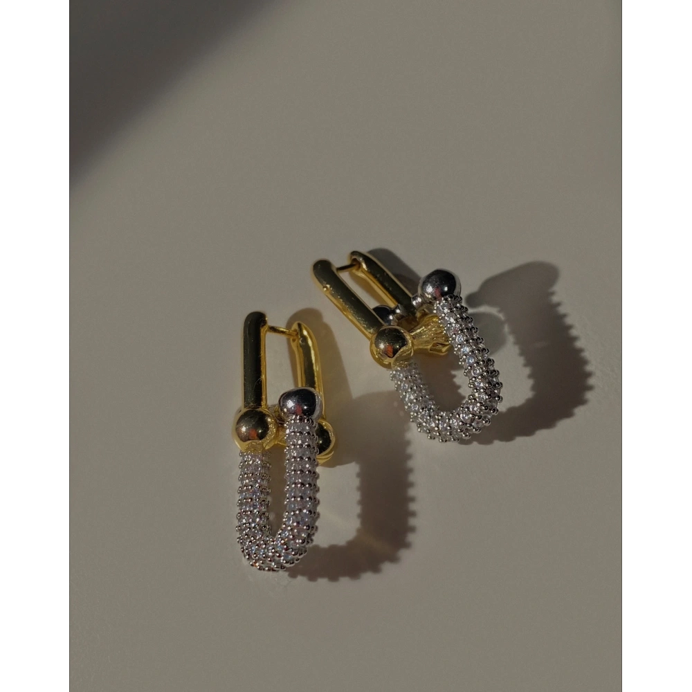 Çift Renkli Taşlı Küpe