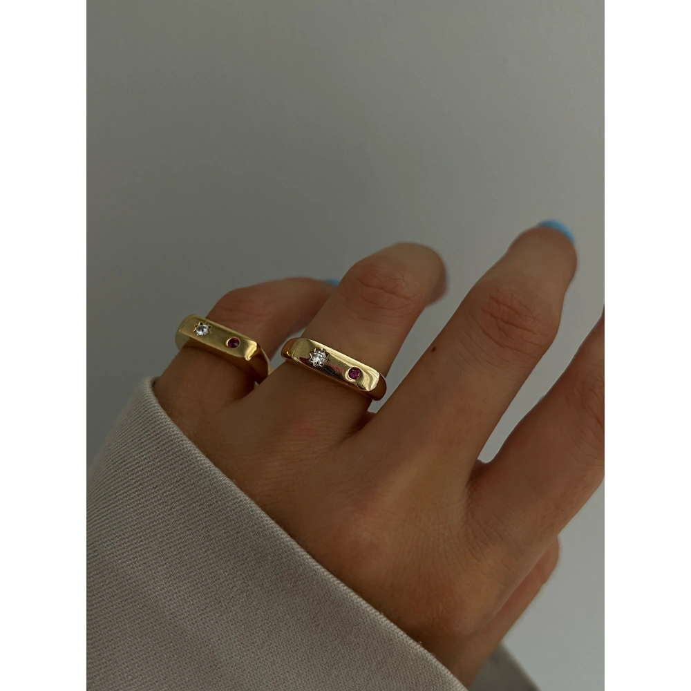 Çift Taş Detaylı Mini Yüzük