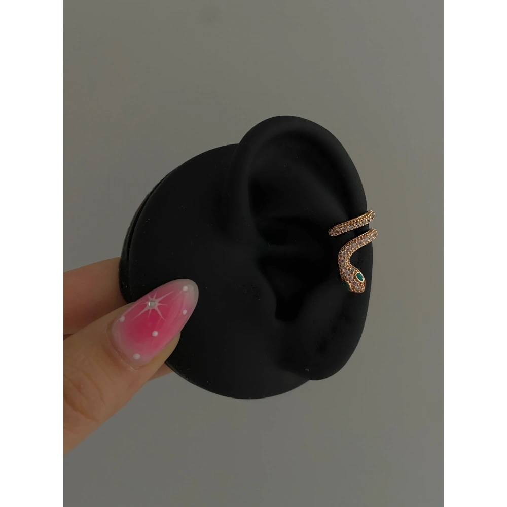 Earcuff Detaylı Yılan Küpe
