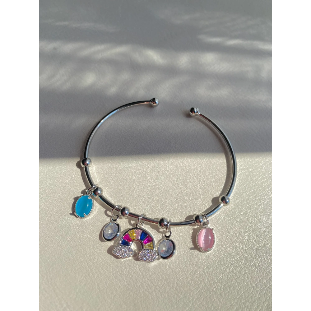 Gökkuşağı Detaylı Silver Charm Bileklik