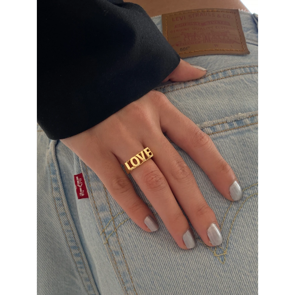 Gold Love Yazılı Yüzük