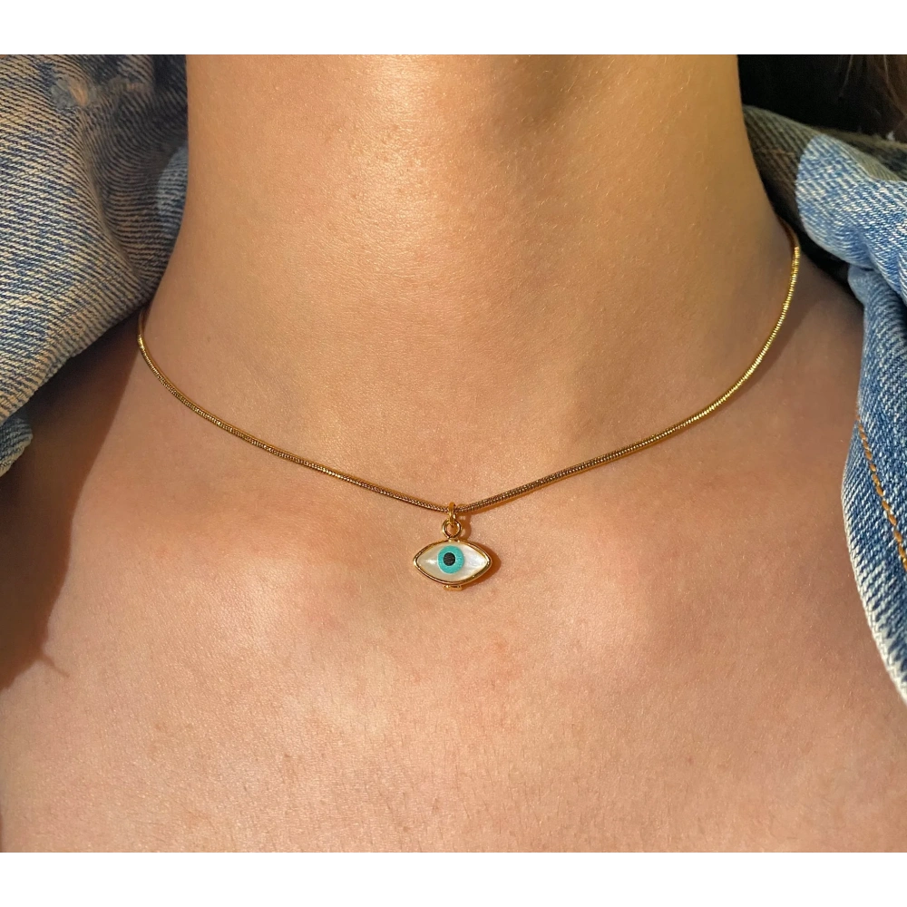 Gold Mini Göz Detaylı Choker