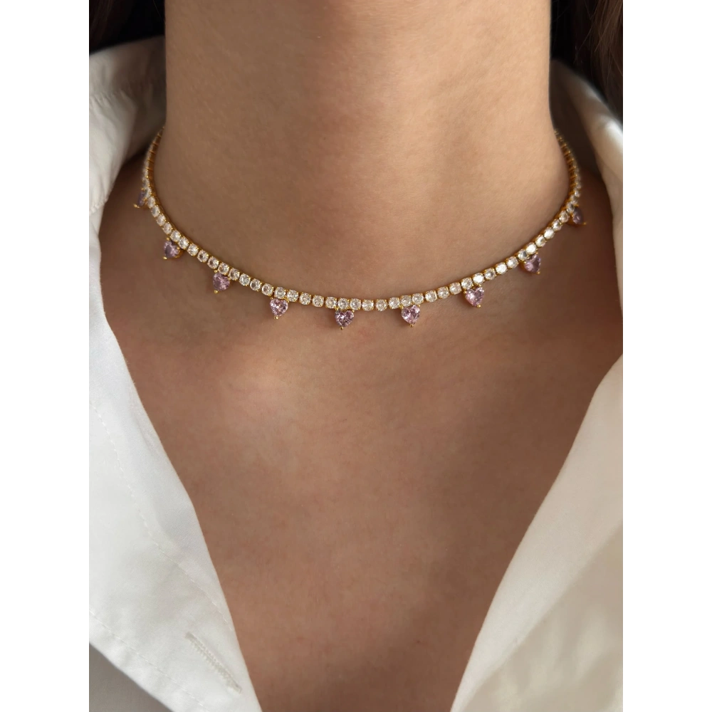 Gold Pembe 9 Kalpli Kolye