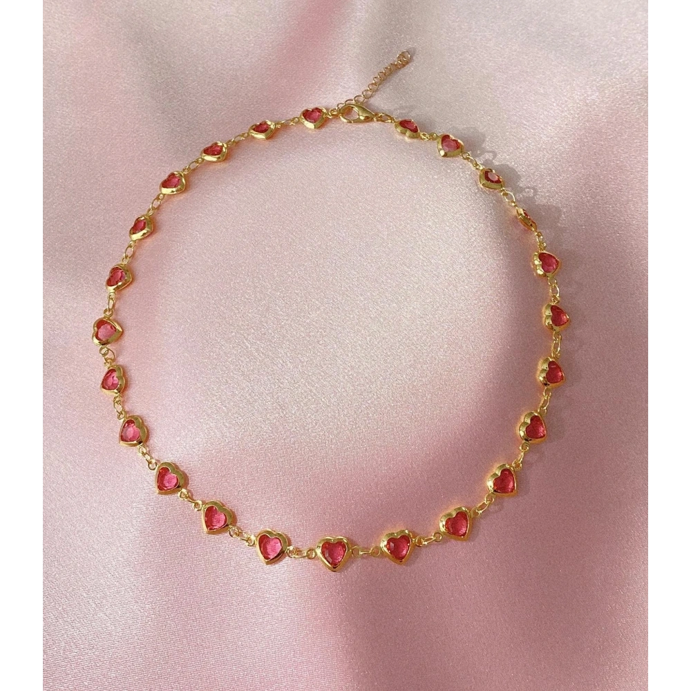 Gold Pembe Kalp Choker