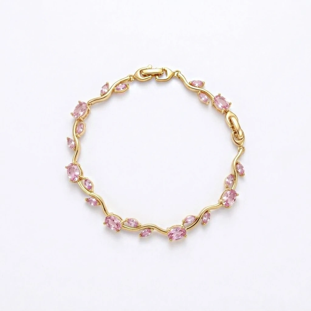 Gold Pembe Tulip Bileklik