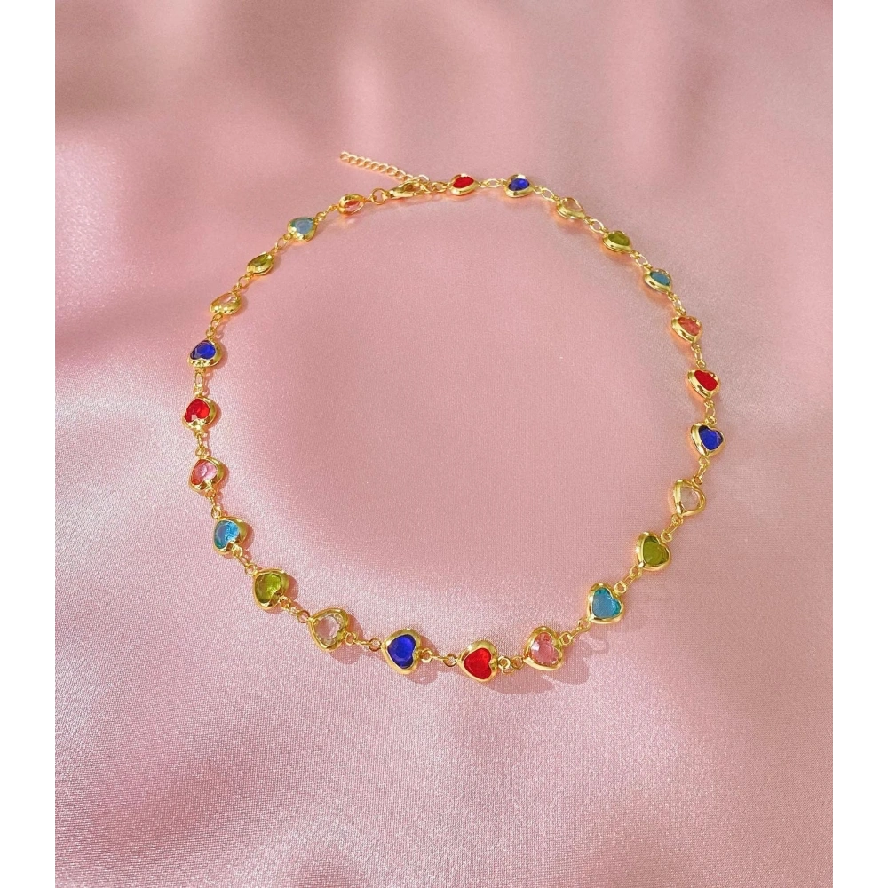 Gold Renkli Mini Kalp Choker