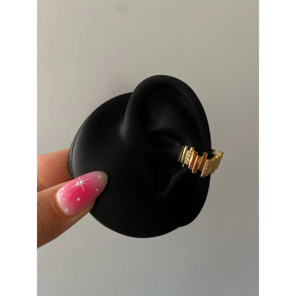 Gold Taşlı Zikzak Earcuff
