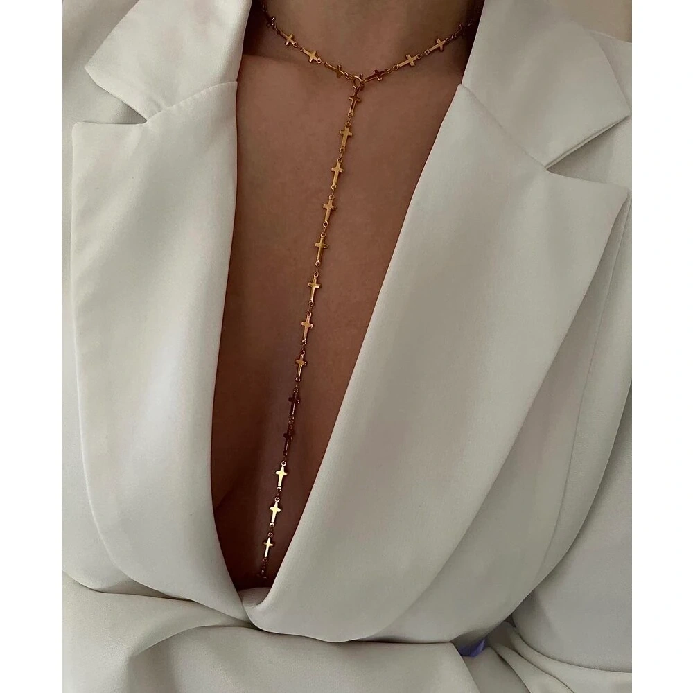 Haç Detaylı Y Kolye