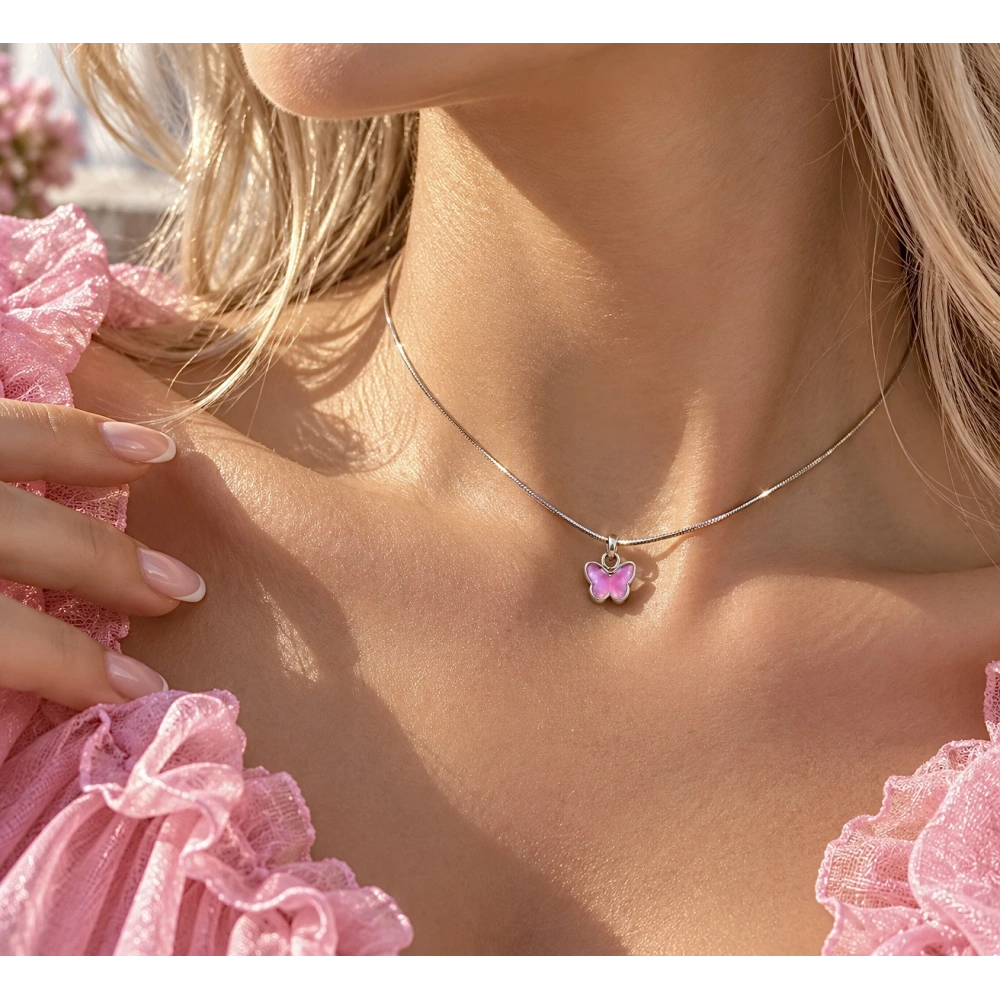 Hologramlı Kelebek Choker